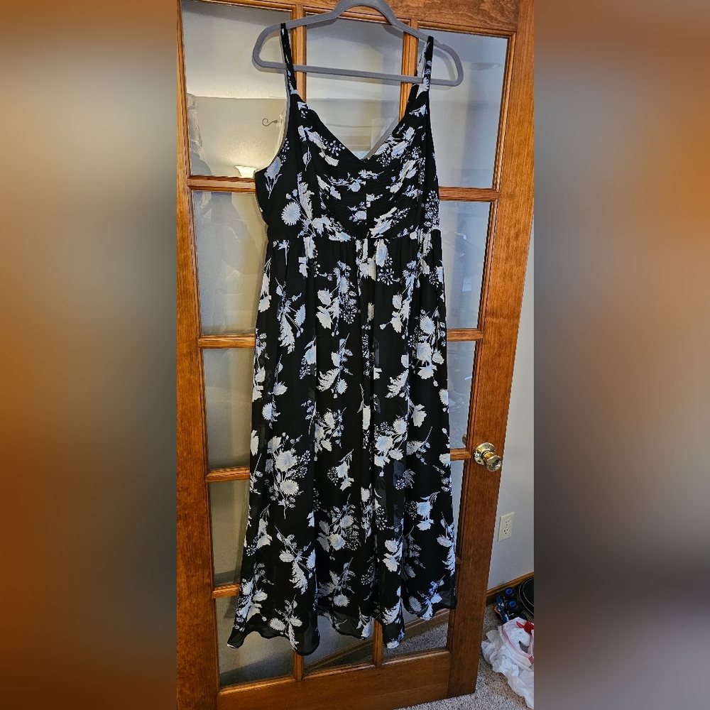 Floral Black and White Dress